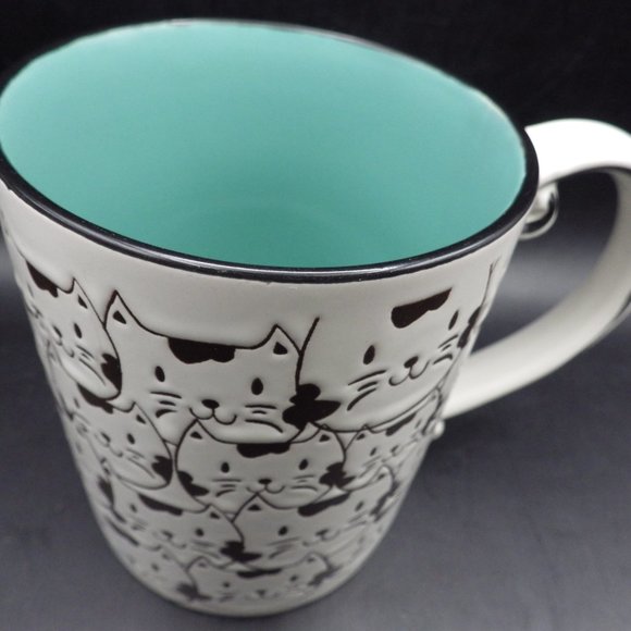 Cat Mug/ Spectrum Designs/ White & Black Cats/ Blue Inside - Picture 3 of 5